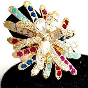 Banana Republic Gemstone Fire Burst Savannah Statement Ring Sz 7 NWT 62 Gold